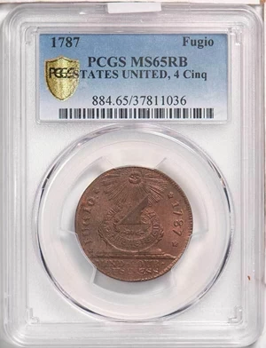 image for: FUGIO 1787 STATES UNITED 4. CINQ. PCGS MS65 RB