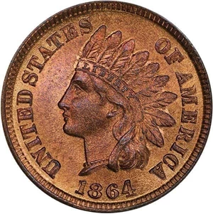 image for: 1C 1864 L ON RIBBON. PCGS MS66 RB CAC