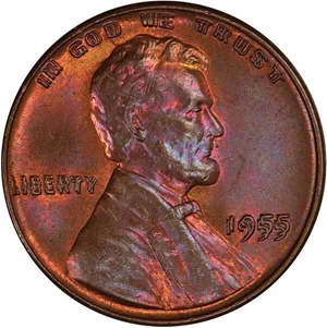image for: 1C 1955 DOUBLED DIE OBVERSE. PCGS MS65 BN