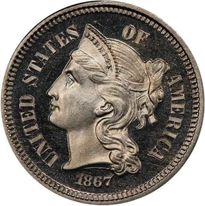 image for: 3CN 1867 PCGS PR66 DCAM