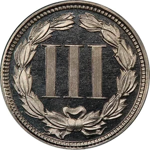 image for: 3CN 1867 PCGS PR66 DCAM
