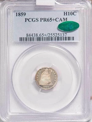 image for: H10C 1859 PCGS PR65+ CAM CAC