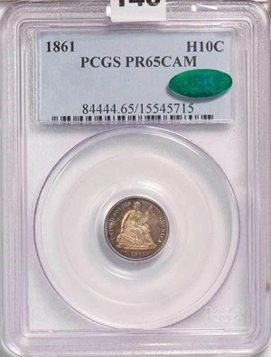 image for: H10C 1861 PCGS PR65 CAM CAC