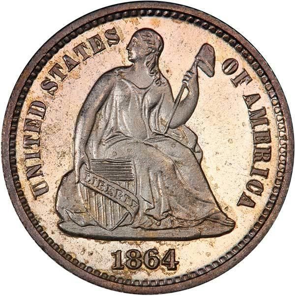 image for: H10C 1864 PCGS PR65 CAM CAC