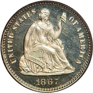 image for: H10C 1867 PCGS PR65 CAM CAC