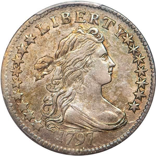 image for: 10C 1797 16 STARS. PCGS AU50 CAC