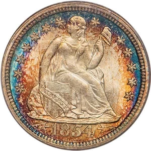 image for: 10C 1854 ARROWS. PCGS MS65 CAC