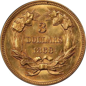 image for: $3 1868 PCGS MS62 CAC