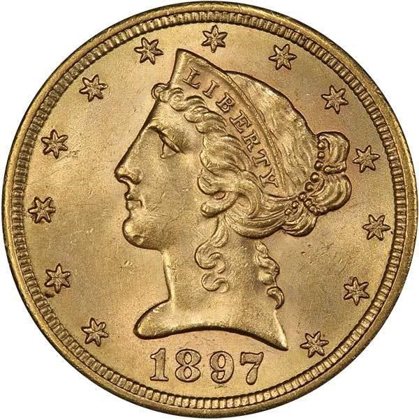 image for: $5 1897-S PCGS MS64+ CAC