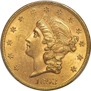 image for: $20 1853 PCGS MS61 CAC