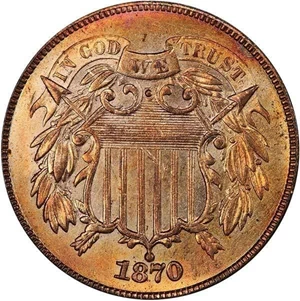 image for: 2C 1870 PCGS MS64+ RD
