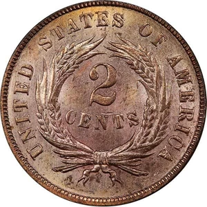 image for: 2C 1870 PCGS MS64+ RD