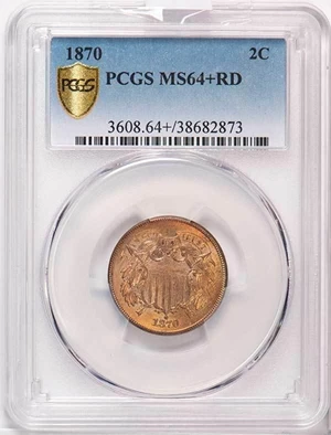 image for: 2C 1870 PCGS MS64+ RD
