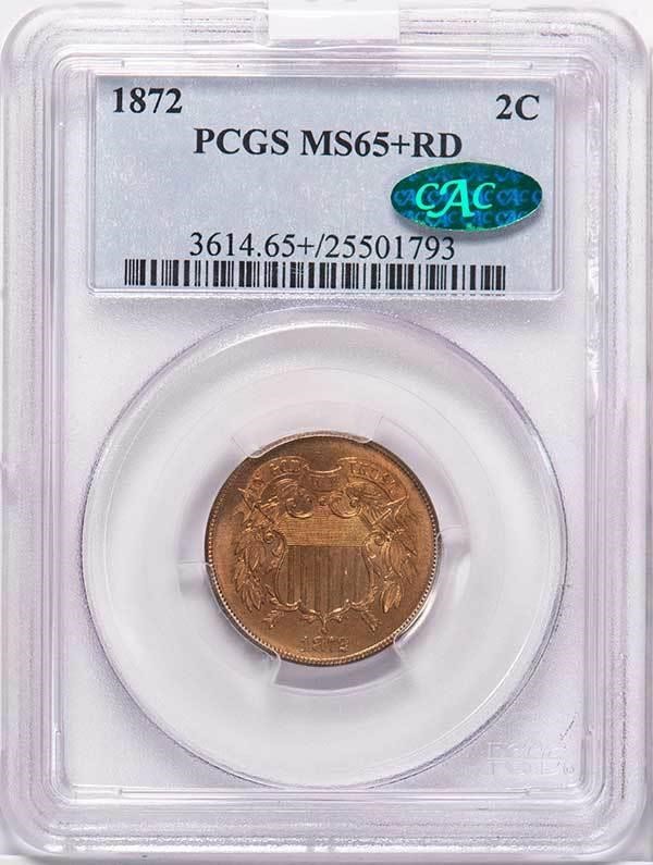 image for: 2C 1872 PCGS MS65+ RD CAC
