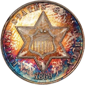 image for: 3CS 1869 PCGS MS66 CAC