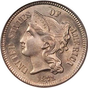 image for: 3CN 1871 PCGS MS66 CAC