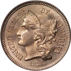 image for: 3CN 1873 CLOSED 3. PCGS MS65