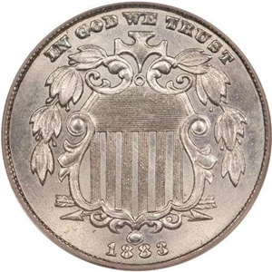 image for: 5C 1883 SHIELD. PCGS MS65
