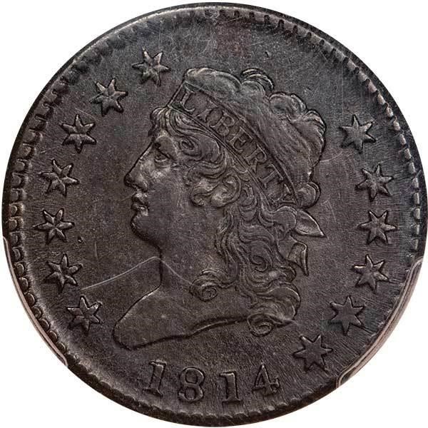 image for: L1C 1814 CROSSLET 4. PCGS AU53 CAC