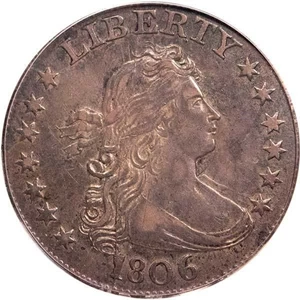 image for: 25C 1806 PCGS AU50 CAC