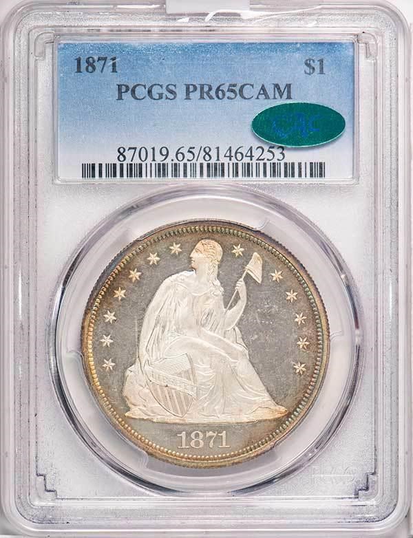 image for: $1 1871 PCGS PR65 CAM CAC