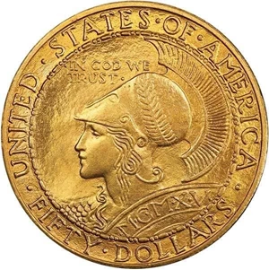 image for: $50 1915-S PANAMA-PACIFIC ROUND. PCGS MS64 CAC
