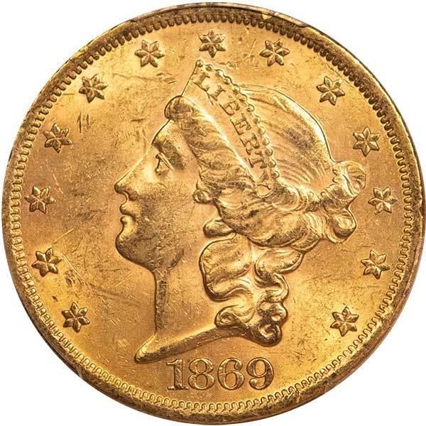 image for: $20 1869 PCGS MS61 CAC