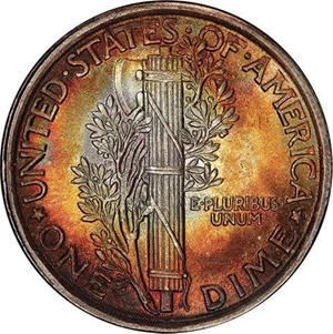 image for: 10C 1916 MERCURY. PCGS MS68 FB CAC