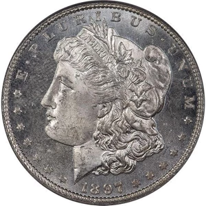 image for: $1 1897 PCGS MS65 DMPL