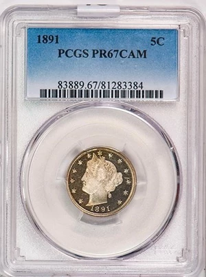 image for: 5C 1891 PCGS PR67 CAM