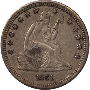 image for: 25C 1861-S PCGS XF45 CAC