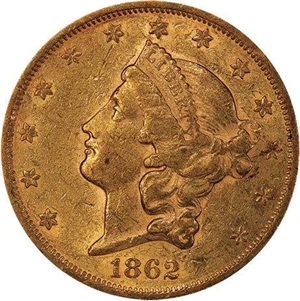 image for: $20 1862 PCGS AU53