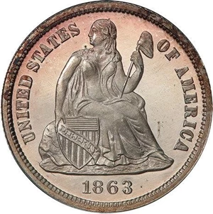 image for: 10C 1863 PCGS PR66+ DCAM CAC