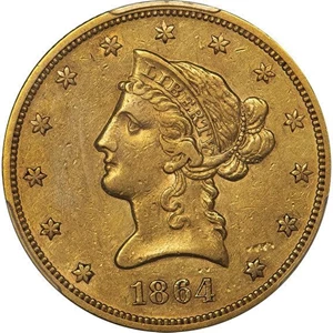 image for: $10 1864 PCGS AU50