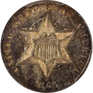 image for: 3CS 1865 PCGS MS66 CAC