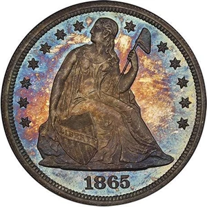 image for: $1 1865 PCGS PR65 CAC