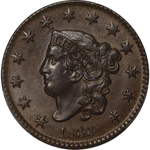 image for: L1C 1833 PCGS MS64 BN