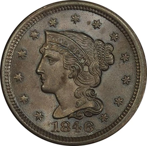 image for: L1C 1846 SMALL DATE. PCGS MS65 BN