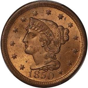 image for: L1C 1850 PCGS MS64 RD CAC