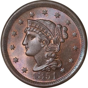 image for: L1C 1851 PCGS MS65 BN