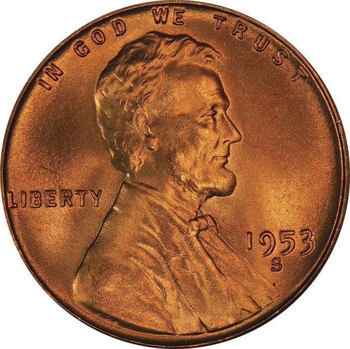 1953 S Lincoln Penny Wheat Reverse RD Coin Pricing Guide | The