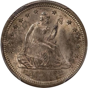 image for: 25C 1874-S ARROWS. PCGS MS66