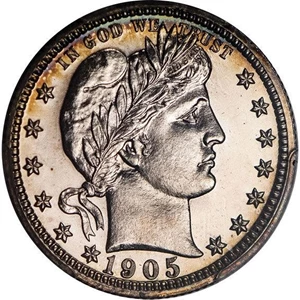 image for: 25C 1905 PCGS PR65 CAM CAC