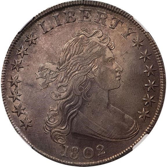image for: $1 1802 NARROW DATE. NGC AU50