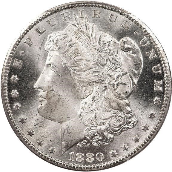 image for: $1 1880-CC 8/HIGH 7. PCGS MS66+ CAC