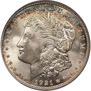 image for: $1 1921-D MORGAN. PCGS MS66 CAC