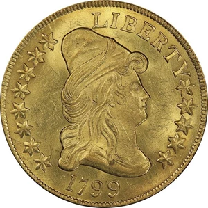 image for: $10 1799 LARGE STARS OBVERSE. PCGS MS63+ CAC