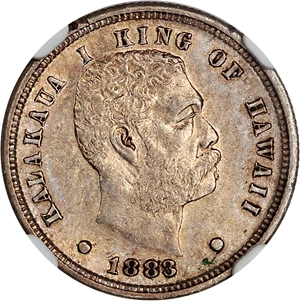 image for: 1883 Hawaii 10c NGC AU55