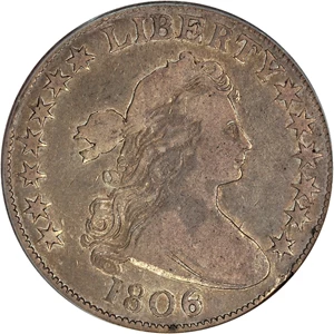 image for: 1806 50c PCGS/CAC VF20 (6/Inverted 6)