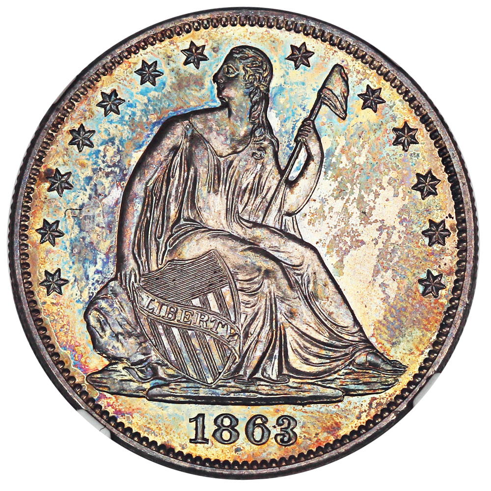 image for: 1863 50c NGC Proof 63+